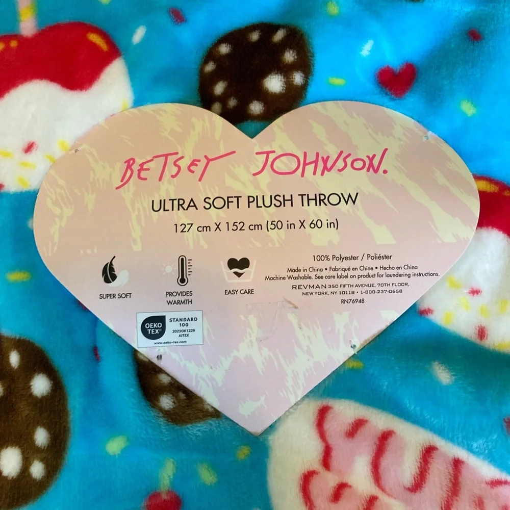 Super cute, soft, warm, Betsey Johnson brand, new with tags,sweets plush throw